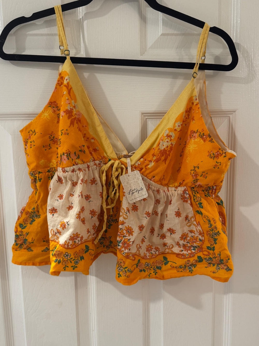 NWT Free People Double Date Tank California Poppy Combo Floral Top Size L